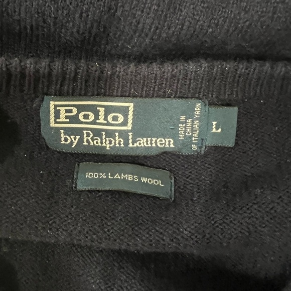 Polo by Ralph Lauren Blue V-Neck Lambs Wool Sweater - Picture 7 of 7